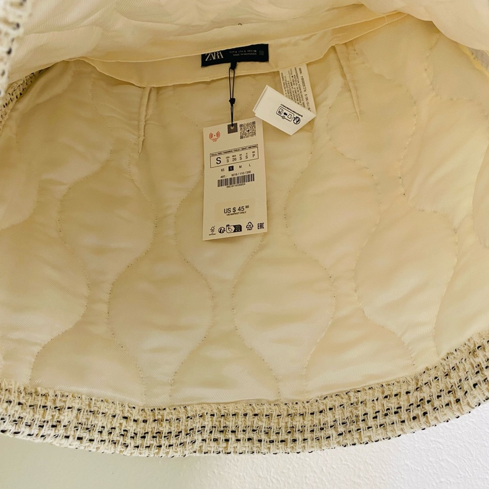 NWT Zara Beige Quilted Tweed Mini Skirt Size Small - Picture 10 of 11